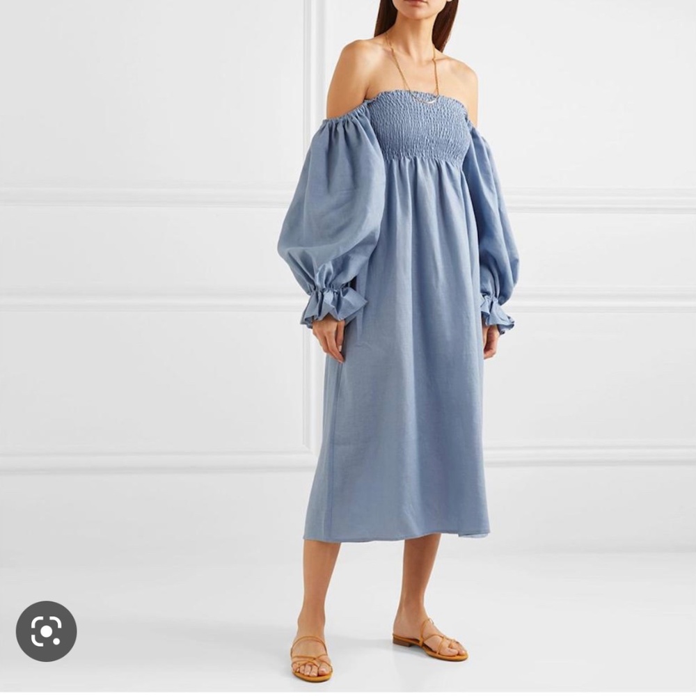 Sleeper Atlanta Dress Blue linen Never Worn